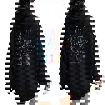American Sign Language I Love You ASL Women Oversized Hoodie Back Print - Monsterry