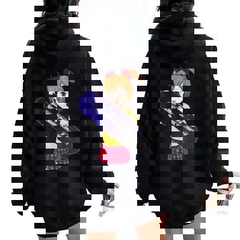 Anime Girl Skater De Skateboard Sweat à capuche oversize pour femme avec imprimé dans le dos - Cadeauxyz
