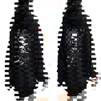 Anime Gothique Squelette Cupidon Darkalentine Kawaii Sweat à capuche oversize pour femme avec imprimé dans le dos - Cadeauxyz