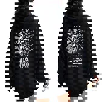 Aphasia Awareness Butterfly Gray Ribbon Support Family Women Women Oversized Hoodie Back Print - Monsterry