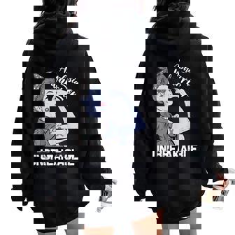 Aphasia Warrior Awareness Strong Gray Ribbon Support Women Oversized Hoodie Back Print - Monsterry