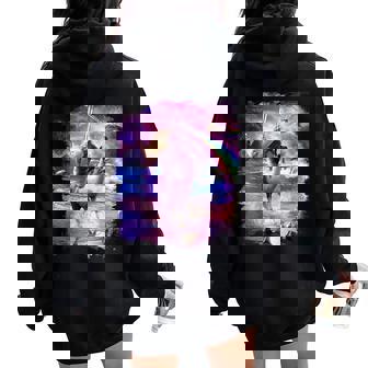 Arco Iris Láser Perezoso En Llama Unicornio Comiendo Taco Women Oversized Hoodie Back Print - Regaloses