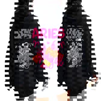 Aries Girl Birthday Queen Sneakers Zodiac Sign Women Oversized Hoodie Back Print - Seseable