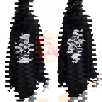 Arts Martiaux De Style Asiatique Oiseau Grue Blanche Sweat à capuche oversize pour femme avec imprimé dans le dos - Cadeauxyz