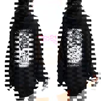 Aunt Life Soccer Messy Bun Bleached Auties Girl Mother's Day Women Oversized Hoodie Back Print | Mazezy