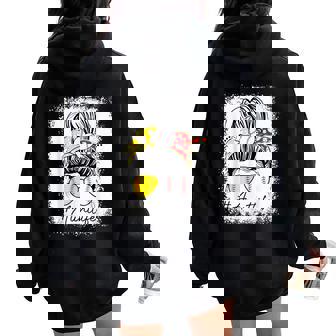 Aunt Life Softball Baseball Messy Bun Women Oversized Hoodie Back Print | Seseable CA