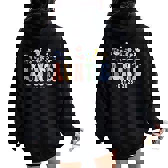 Auntie 2025 Auntie To Be Wildflower Floral Women Oversized Hoodie Back Print - Seseable