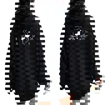 Australian Shepherd Heartbeat Dog America Paw Heart Women Oversized Hoodie Back Print - Monsterry