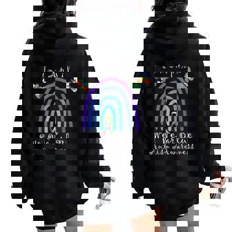 Autism In April We Wear Blue Autism Rainbow Awareness Month Women Oversized Hoodie Back Print - Regaloses
