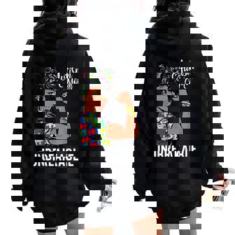 Autism Awareness Strong Mom Afro Mother Black Women Women Oversized Hoodie Back Print | Mazezy