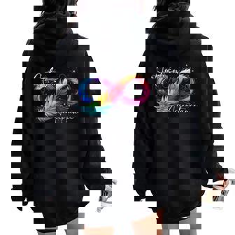 Autism Feather Infinity Rainbow Awareness Women Oversized Hoodie Back Print | Seseable UK