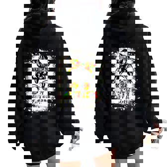 Autism Mimi Life Messy Bun Bleached Autism Mom Women Oversized Hoodie Back Print | Mazezy