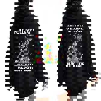 Autism Mom You Will Never Walk-Alone Support Autism Daughter Women Oversized Hoodie Back Print - Thegiftio UK