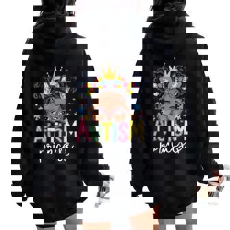 Autism Princess Afro Girls Bow Daughter Autism Awareness Women Oversized Hoodie Back Print - Thegiftio UK