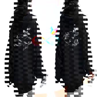 Autism Red Instead Infinity Symbol Autistic Acceptance Women Women Oversized Hoodie Back Print - Thegiftio UK