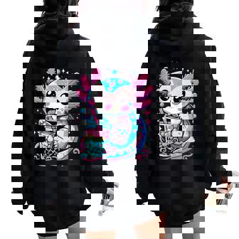 Axolotl Boba Tea Kawaii Neko Japanese Bubble Tea For Girls Women Oversized Hoodie Back Print - Monsterry