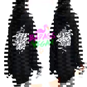 Badass Vegan Flamingos Christmas Women Men Women Oversized Hoodie Back Print - Monsterry