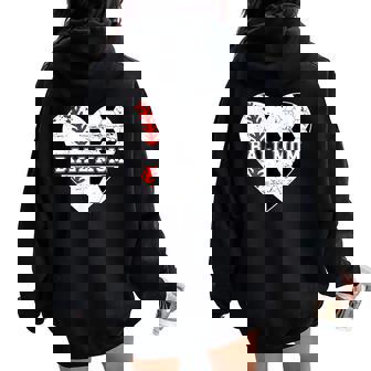 Ball Mom Heart Soccer Baseball Mom Soccer Baseball Mama Women Oversized Hoodie Back Print | Mazezy