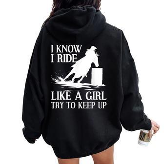 Barrel Racing Art For Women Girls Cowgirl Barrel Racer Women Oversized Hoodie Back Print - Monsterry