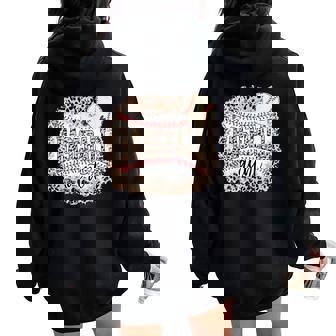 Baseball Aunt Leopard Softball Auntie Mother's Day Women Oversized Hoodie Back Print - Thegiftio UK