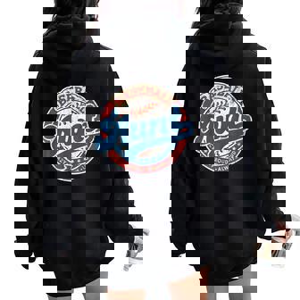 Baseball Aunt Retro Family Matching Game Day Cute Vintage Women Oversized Hoodie Back Print - Seseable