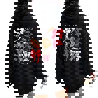 Baseball Coquette Bow Stylish Sports Mom Women Oversized Hoodie Back Print - Seseable