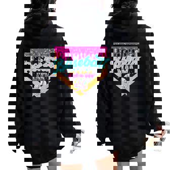 Baseball Mama Coquette Bow Sport Mom Drip Baseball Women Oversized Hoodie Back Print - Thegiftio