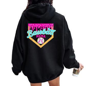 Baseball Mama Ice Cream Drip Baseball Mother's Day Women Oversized Hoodie Back Print - Thegiftio UK