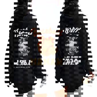 Baseball Mamaw Bandana Leopard Heart Fans Mother's Day Women Oversized Hoodie Back Print - Seseable