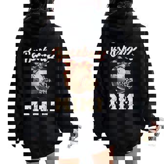 Baseball Mimi Bandana Leopard Heart Fans Mother's Day Women Oversized Hoodie Back Print | Mazezy