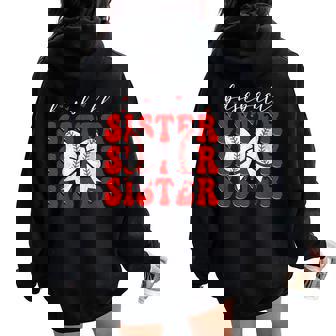 Baseball Sister Coquette Bow Sport Lover Sister Mother's Day Women Oversized Hoodie Back Print | Mazezy