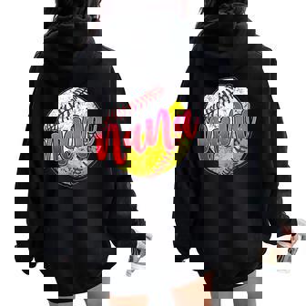 Baseball Softball Nana Of Softball Baseball Player Women Oversized Hoodie Back Print - Seseable