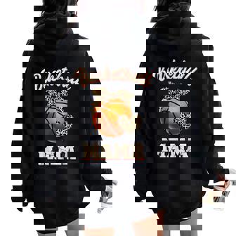 Basketball Mama Bandana Leopard Heart Fans Mother's Day Women Oversized Hoodie Back Print - Seseable