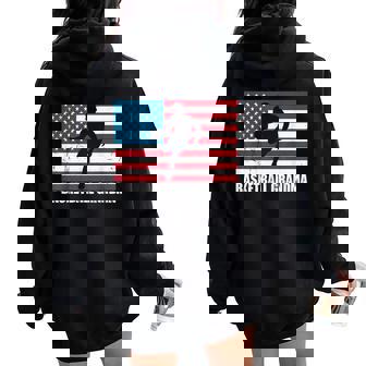 Basketball Nana Us Flag Grandma 4Th Of July Women Oversized Hoodie Back Print | Mazezy