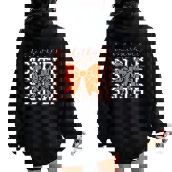 Basketball Sister Vintage Sport Lover Sister Mothers Da Women Oversized Hoodie Back Print | Mazezy