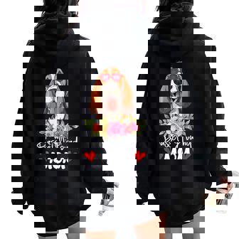 Basset Hound Mom Mama Sunglasses Dog Lover Owner Womens Women Oversized Hoodie Back Print - Seseable