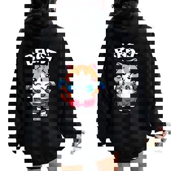 Beast Lindo Gato Es Fitness Entrenamiento Divertido Gimnasio Sin Mangas Women Oversized Hoodie Back Print - Regaloses