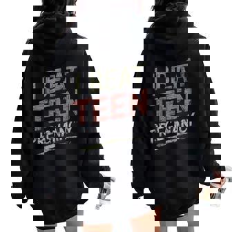 I Beat N Pregnancy Mother Mom Woman Pregnant Student Women Oversized Hoodie Back Print - Seseable