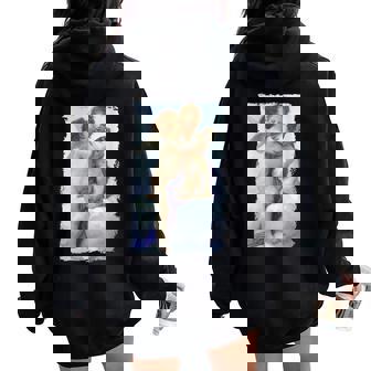 Besar Ángeles Primer Beso Pintura Ángel Besando Cupido Amor Cuello Women Oversized Hoodie Back Print - Regaloses