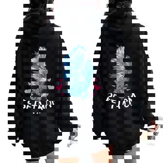 Betta Mom Betta Fish Lover Betta Fish Mom Betta Fish Girl Women Oversized Hoodie Back Print - Monsterry