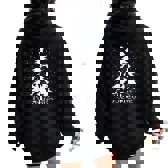 Bigfoot Sasquatch Yeti Believe Santa Hat Christmas Pajamas Women Oversized Hoodie Back Print - Monsterry