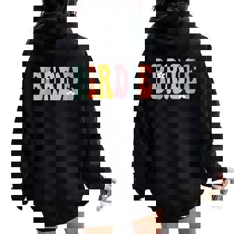 Birdie Retro Groovy Print Mom Cute Grandma Women Oversized Hoodie Back Print | Mazezy