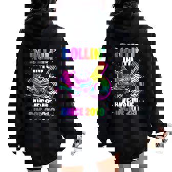 Birthday Roller Skating 6Th Girls Rollin Into 6 Skate Party Women Oversized Hoodie Back Print - Thegiftio UK