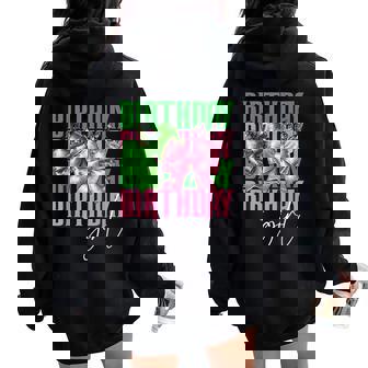 Birthday Witch Pink And Green Birthday Girl Coquette Party Women Oversized Hoodie Back Print - Seseable