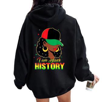 I Am Black History Month Loc'd Girl Black Celebration Women Oversized Hoodie Back Print - Thegiftio UK