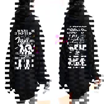Blessed To Be Called Mom And Meme Mother's Day Floral Women Women Oversized Hoodie Back Print | Mazezy