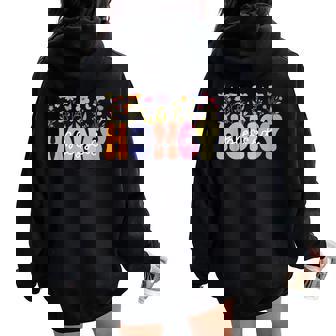 Blessed Honey Grandma Groovy Honey Grandmother Women Oversized Hoodie Back Print - Thegiftio