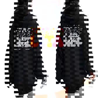 Blessed Lita Grandma Groovy Lita Grandmother Women Oversized Hoodie Back Print - Seseable