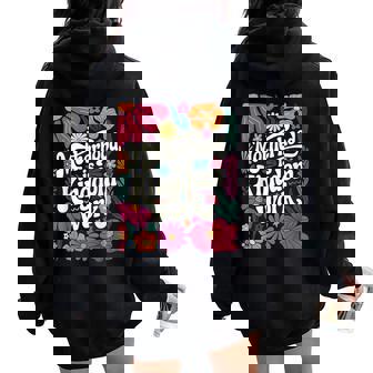Boho Floral Motherhood Is Kingdom Work Mom Woman Women Oversized Hoodie Back Print | Mazezy