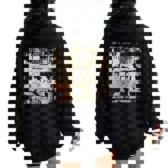 Boho Goat Farm Happy Mother's Day Animal Cute Goat Flower Women Oversized Hoodie Back Print - Thegiftio
